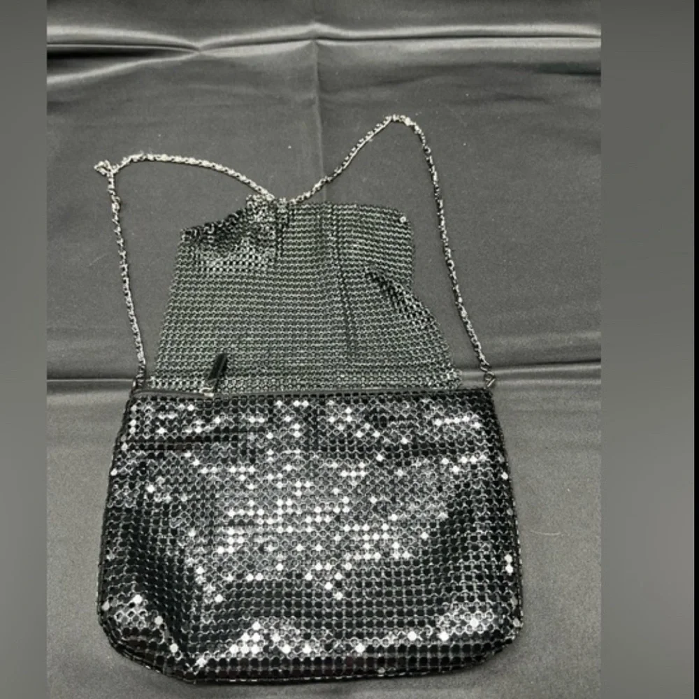 Black evening clutch with black mesh flap (PB1)